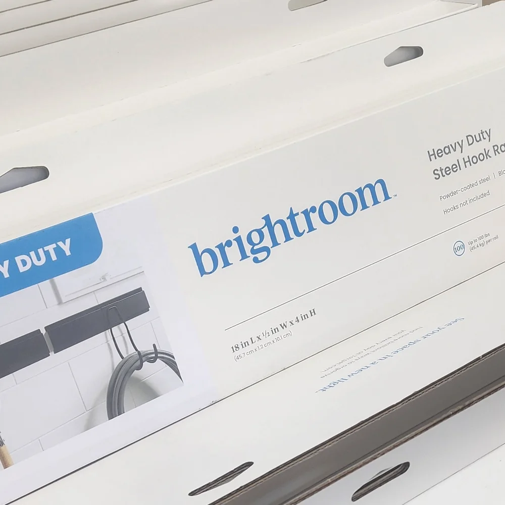 Brightroom Heavy Duty Steel Hook Rail,‎ Storage Garage Hooks W/Rail.
